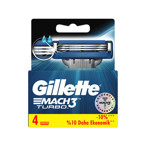 Gillette Mach3 Turbo Razor Blades - 4 Pc