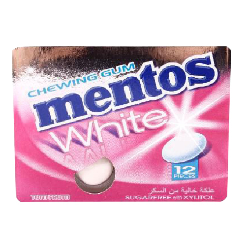 Mentos White Tuti Fruti Gum.Sugar Fr.17g